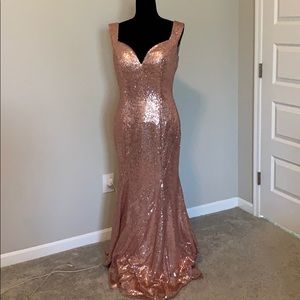 Custom Rose Gold Sequin Mermaid Gown